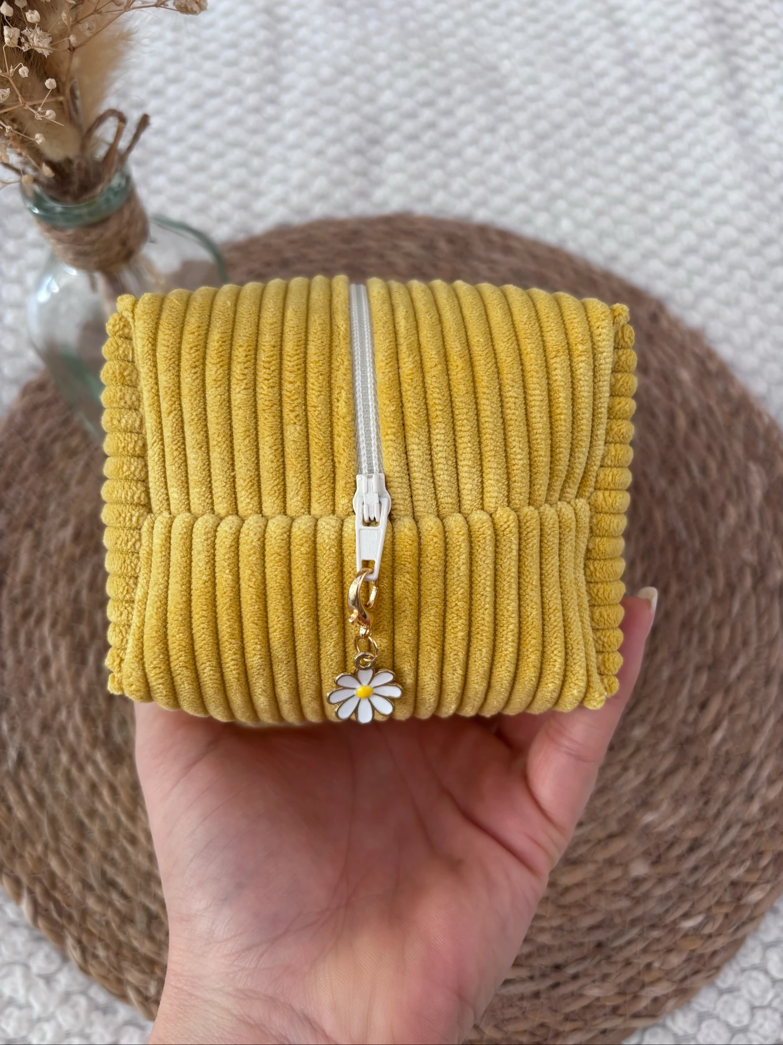 Trousse à maquillage velours côtelé Jaune 